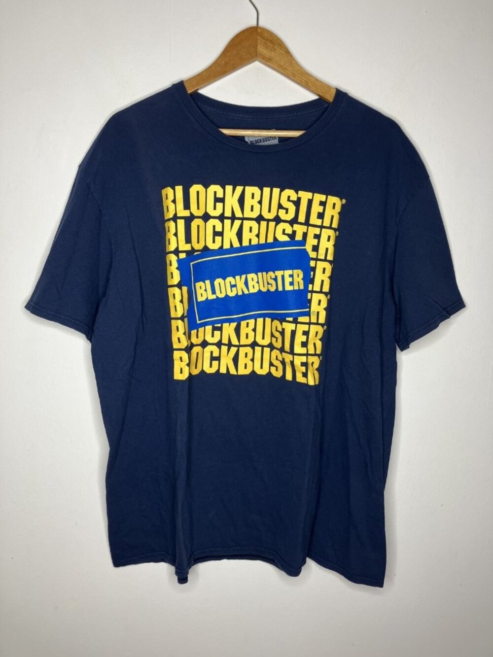 Blockbuster Video T-Shirt Men's 2XL Navy Blue Yellow Logo Graphic Retro Style